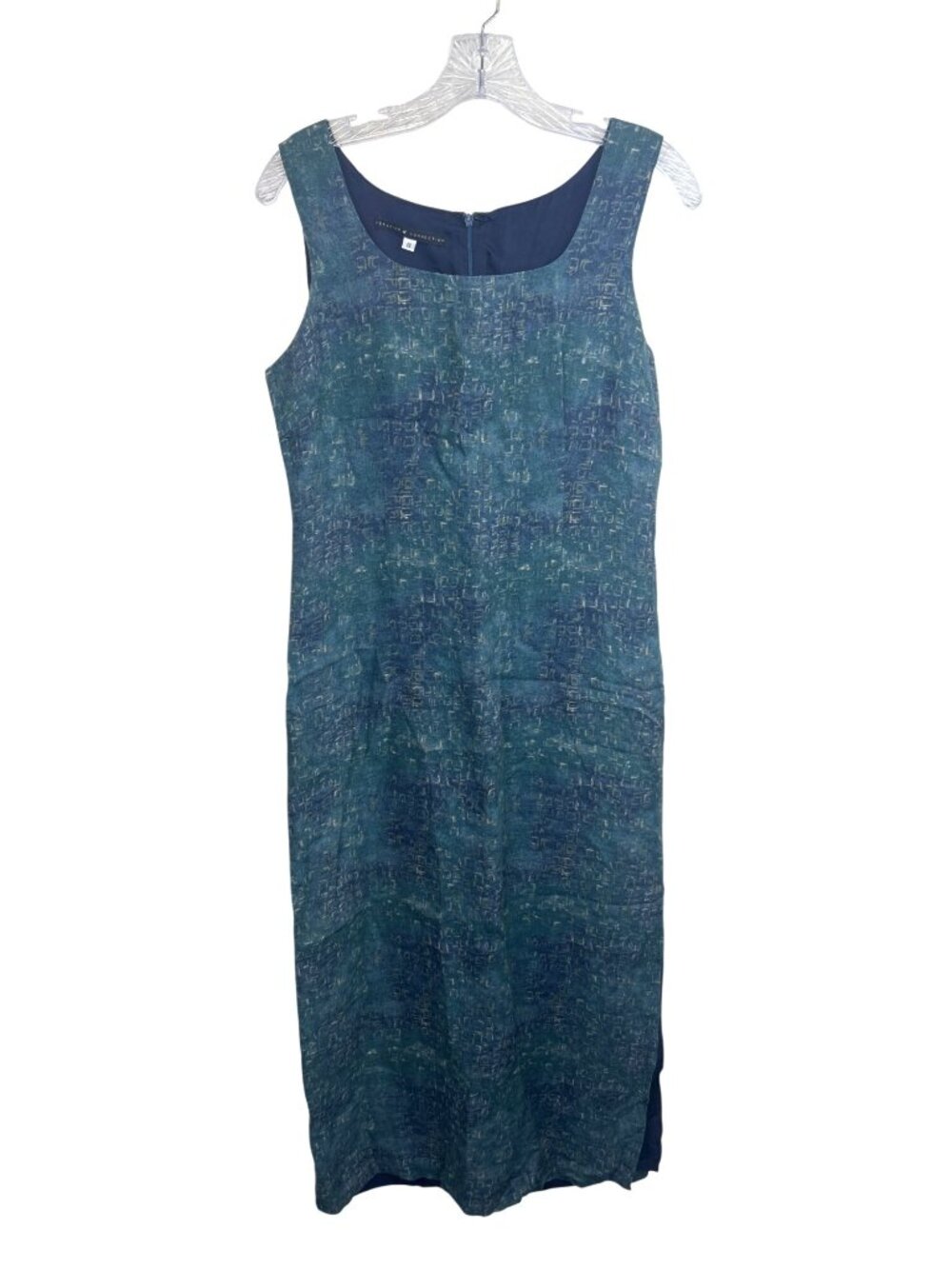 Peruvian Connection Blue Green Sz 8 Linen Sleeveless Maxi Dress Boho Chic